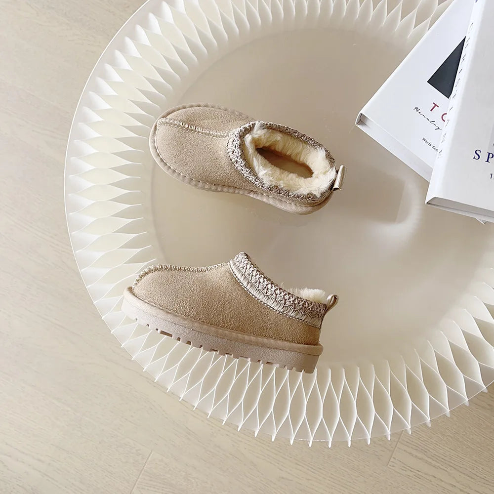 Kids Winter Slippers - Luxury Fur Lined Non-Slip Indoor Boots for Boys & Girls