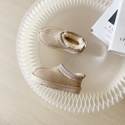 Kids Winter Slippers - Luxury Fur Lined Non-Slip Indoor Boots for Boys & Girls