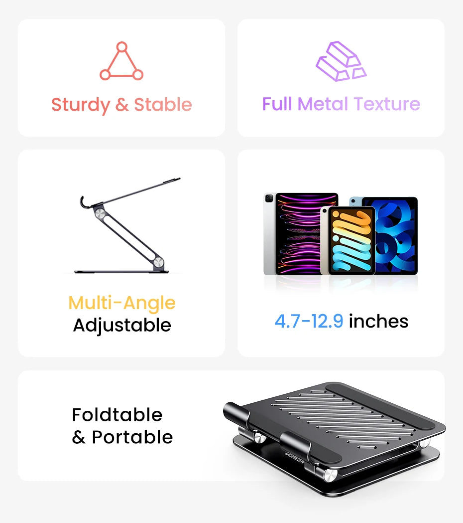 UGREEN Tablet Phone Stand For iPad Pro iPhone Xiaomi Tablet Support Aluminum iPad Holder Laptop Stand Phone Holder iPad Stand