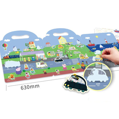 Peppa Pig Jelly Sticker Book Children's Cartoon Sticker Sticker 3-6 Year Old Girl Sticker Quiet Book Educational Toys