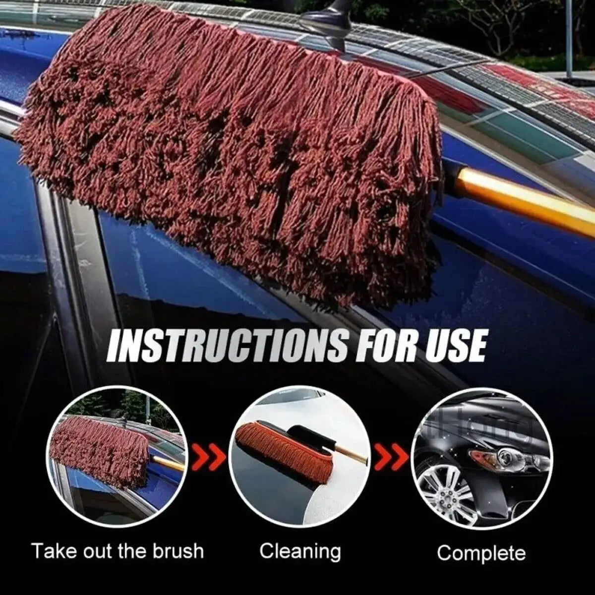 Telescopic Car Duster Wax Brush Mop Cleaning Cloth Scratch Free Dusting Waxing