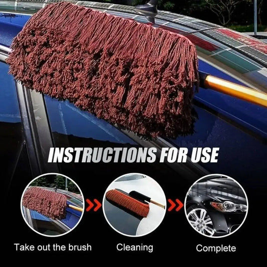 Telescopic Car Duster Wax Brush Mop Cleaning Cloth Scratch Free Dusting Waxing
