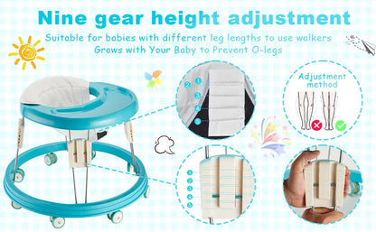 Baby Walker, Upgareded Anti-Collision Baby Walkers for Boys 6 Months with 5 Level Height Adjustable