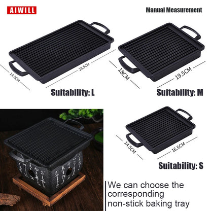 AIWILL Portable BBQ Grill Korean Food Carbon Furnace Barbecue Stove Charcoal Cooking Oven Household Outdoor Reusable Grill Box