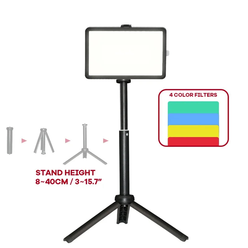 LED Fill Lamp Video Light Panel Bi-color 3200K-5600K 4 Color Dimmable Ambient Lamp Photography Lighting for Live Stream Tiktok