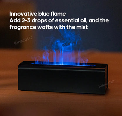 KINSCOTER RGB Flame Aroma Diffuser Air Humidifier Ultrasonic Cool Mist Maker Fogger LED Essential Oil Fire LED Lamp Difusor Gift
