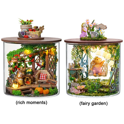 Dream Bottle Model Kit Wooden Mini Handmade Doll House Creative Miniature Room Models Toys Easter Gifts for Children