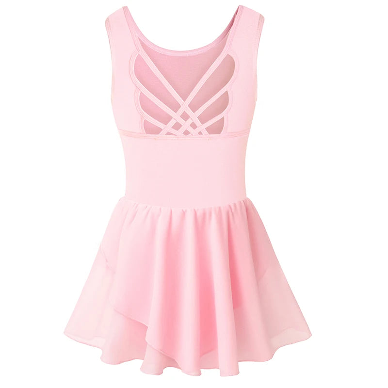 Girls Tank Ballet Leotards with Skirt Toddler Dance Dress,Cute Butterfly Hollow Back