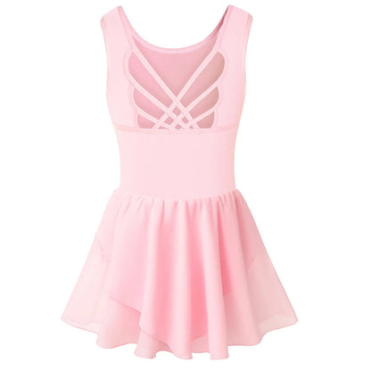 Girls Tank Ballet Leotards with Skirt Toddler Dance Dress,Cute Butterfly Hollow Back