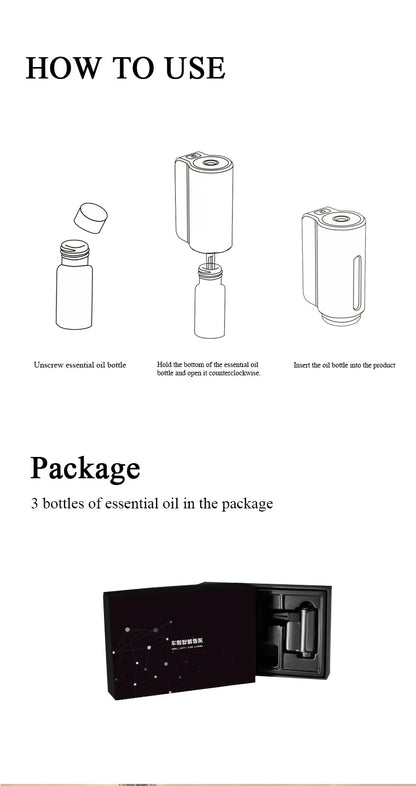 Car Air Freshener Electric Auto Aroma Diffuser Car Air Vent Essential Oil Mist Humidifier Fragrance Diffuser Aromatherapy