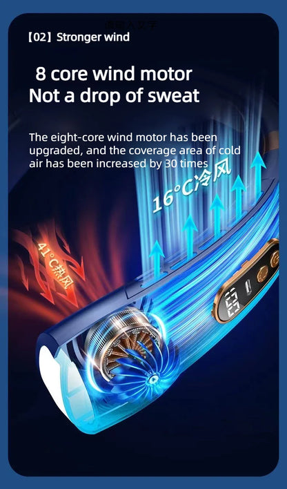 JKUOO Portable Neck Fan,Hands Free Bladeless Fan with LED 4 Cooling Plate,Personal Fan 4000mAh Battery USB Rechargeable