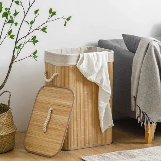 Storage Folding Laundry Basket Organizer Hand-Woven Household Clothes Toys Storage Bucket