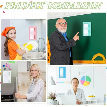 Kids Chore Chart with 5 Blank Cards - Plastic Checklist Board for Routine Planning Responsibility