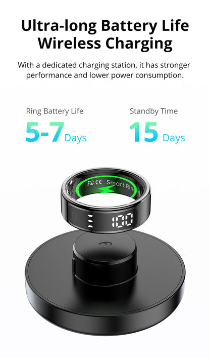 New COLMI R12 Smart Ring, Wireless Charging, Display and Touch, Health Manager, Multi Sports Modes For Men Women, Gold, Silver