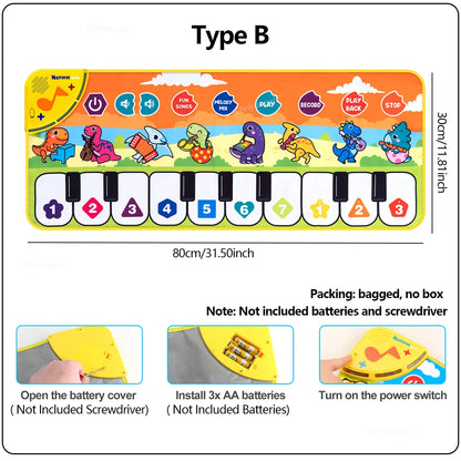 Piano Mat for Kids 80*30cm Toddlers Floor Keyboard Dance Mat Play Musical Carpet Music Instrument Toys Toddlers Girl Boy Gift