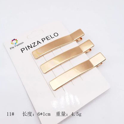 3pcs/set Korean Simple Metal Hairpins for Women Hollow Out Bangs Side Clip Gold Color Hairgrip Broken Hair Styling Accessories