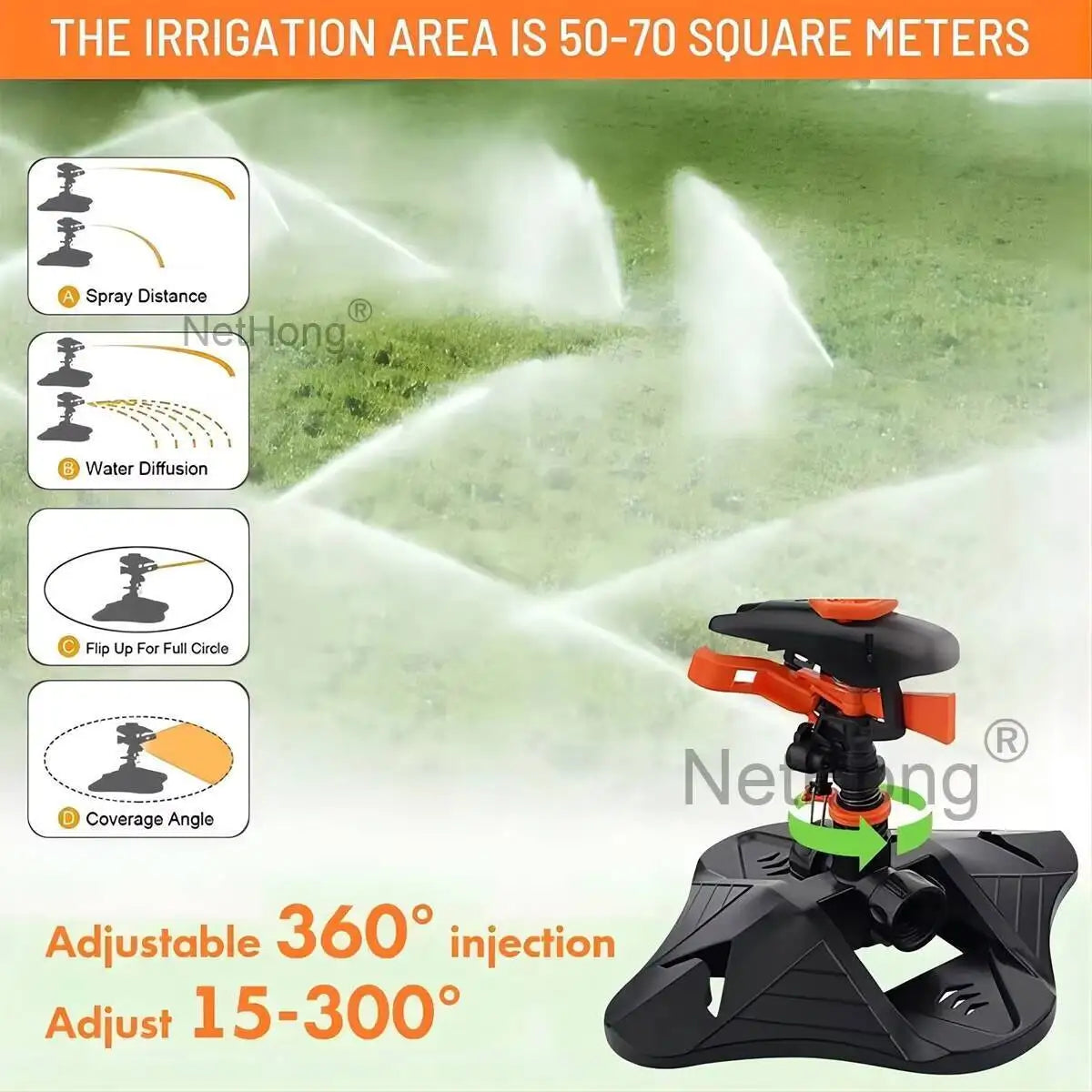 360° Water Sprinkler Lawn Irrigation Automatic Rotating For Garden Watering UK