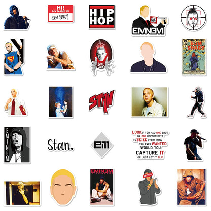 10/30/50PCS Hot Eminem Rapper Stickers Hip Hop Car Motorcycle Travel Luggage Phone Guitar Laptop Graffiti Sticker Cool Decals