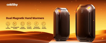2 Pack Hand Warmers Rechargeable, Dual Magnteic Electric Hand Warmer, Double-Sided Warming Portable Heater Gifts for Women Men