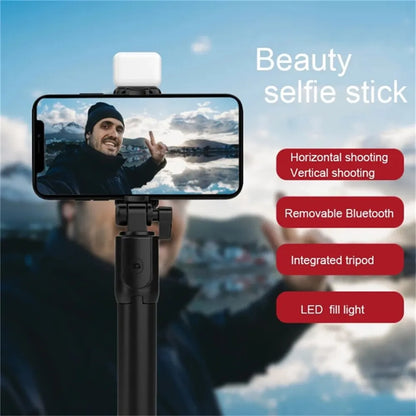 Portable Wireless Bluetooth Selfie Stick Tripod With LED Light Bluetooth Remote Foldable Tripod For Smartphone Video Live Holder