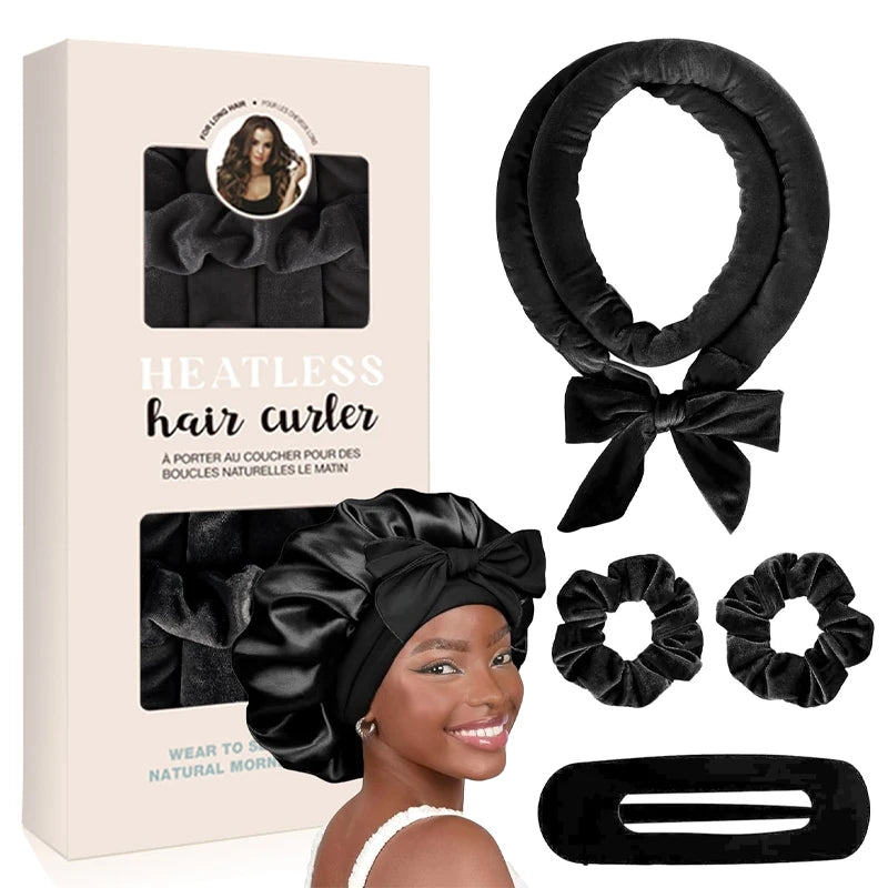 No Heat Hair Rollers Heatless Curling Rod Headband Soft Hair Curler Satin Curlers Curls Sleeping Bonnet Night Cap Styling Tools