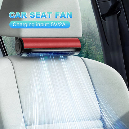 Portable Car Seat Fan USB Powered Low Noise Car Headrest Cooling Air Fan Car Seat Ventilation Fan for Front Rear Seat Passenger