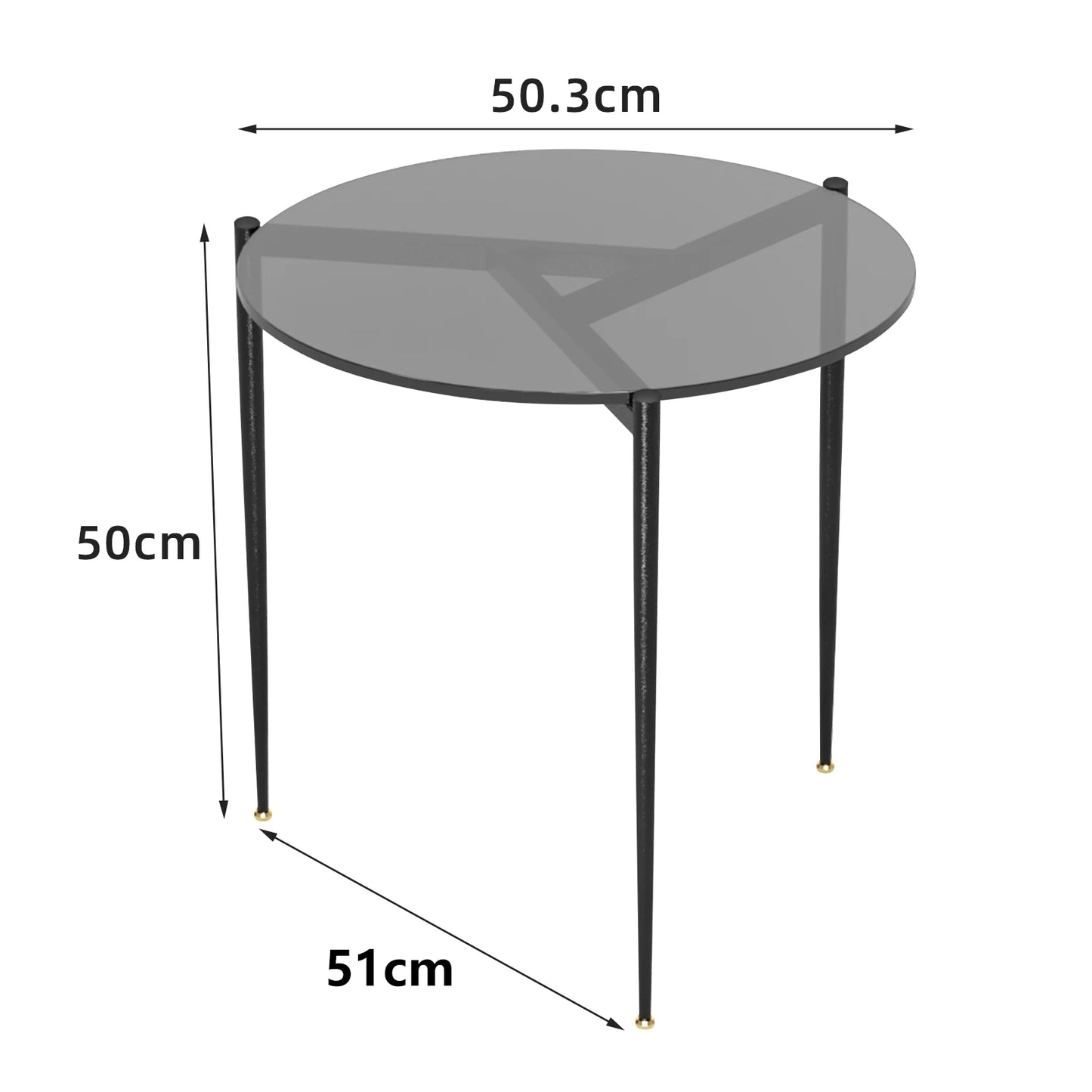 Modern Glass Coffee Table Side End Table Black Metal Legs Living Room Furniture Accent Table