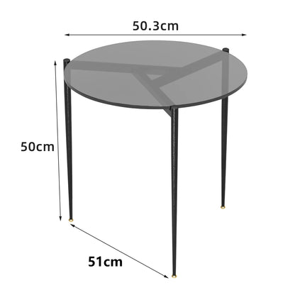 Modern Glass Coffee Table Side End Table Black Metal Legs Living Room Furniture Accent Table