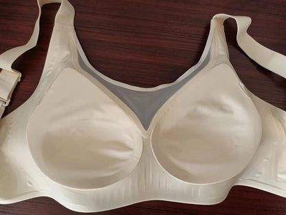 Plus Size Jelly Gum Full Cover Semi Fixed Large Cup Lace Underwear Anti Glare Mesh Woman Bra Comfortable  Gathering