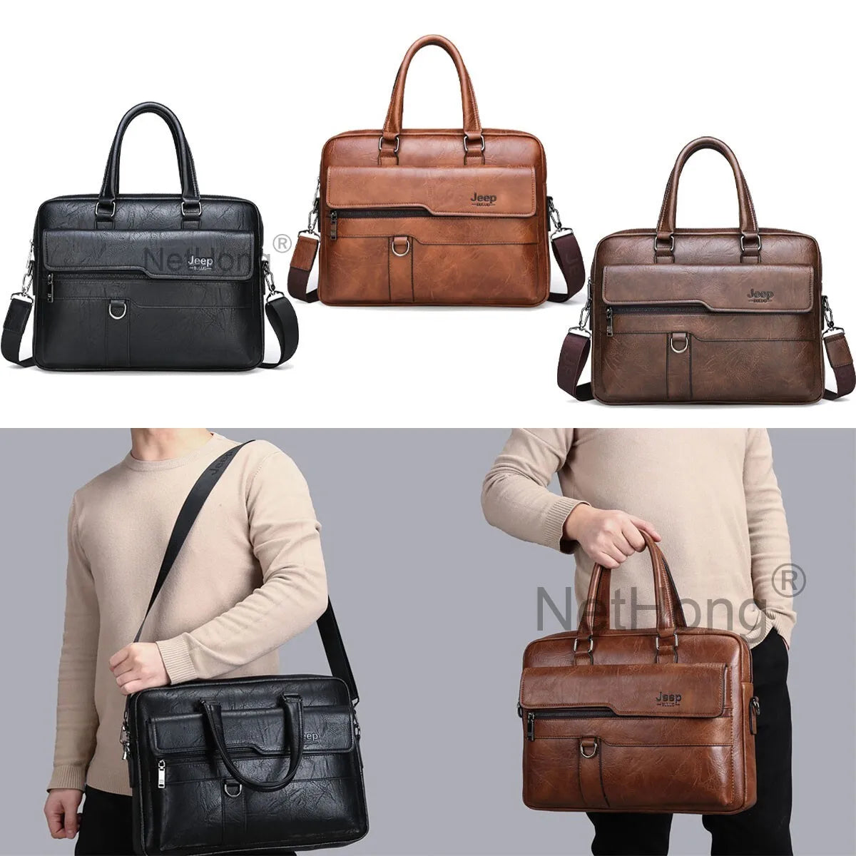 Men's Leather Cross Body Messenger Shoulder Handbag Travel Work Business Bag