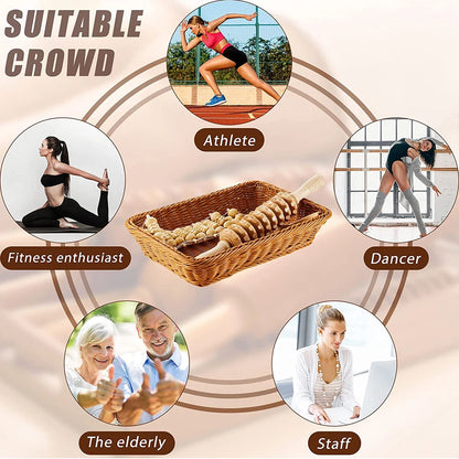 Wooden Back Massage Roller Rope Wood Therapy Massage Tools ,Wooden 9-wheel Massager,Lymphatic Drainage for Leg Back Pain Relief