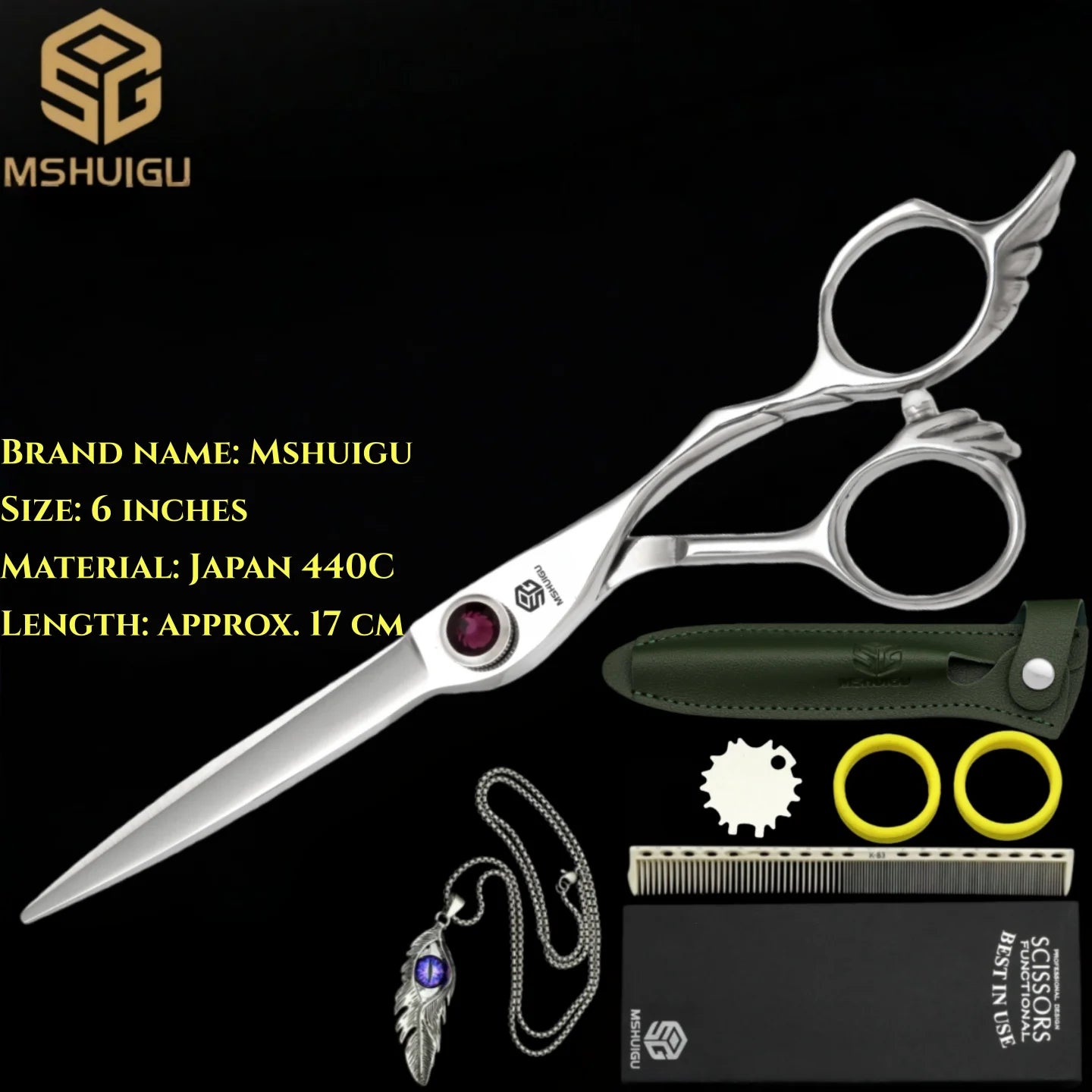 MSHUIGU professional barber Small size scissors 440C 5-5.5-6inch Multifunctional thinning shears Salon Tool Accessories