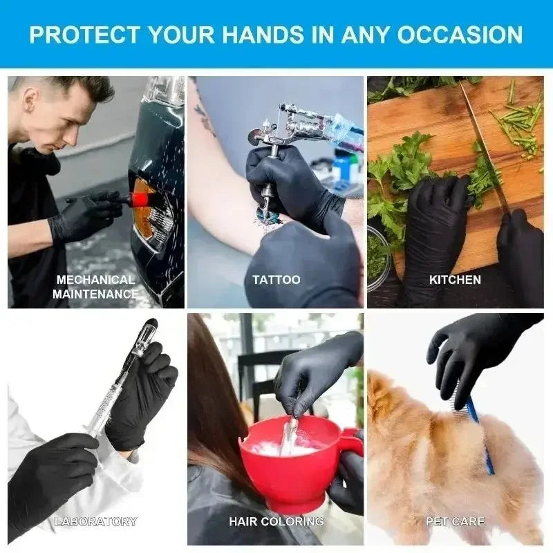 Disposable Gloves Nitrile Gloves Kitchen Black Home Cooking knit reel Tools Tattoo Washing Car Household Cleaning Work Gloves