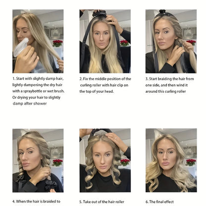 5pcs Styling Set 4-in-1 Heatless Curling Set Hair Stick Headbands Clips Wide Toothed Hair Comb for DIY Styling