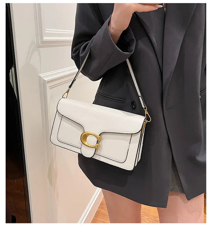 New Women's High-End Pure Color Simple Square Bag Multi-Layer Commuting Single Shoulder Bag Neutral Minimalist Style