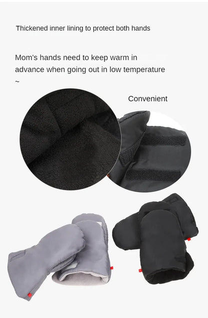 Baby Stroller Gloves Waterproof Warm Winter Antifreeze Mittens With Tissue Phone Bag Transparent Can Be Touch Screen