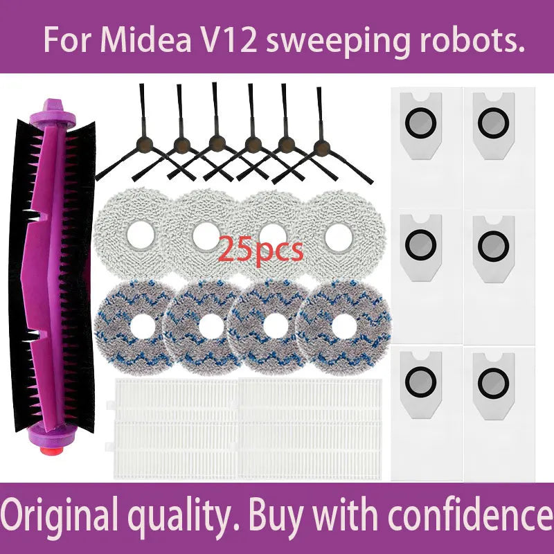 For Midea V12  Eureka J12 Ultra Robot VacuumThe consumables such as the main brush dust bag side brush cloth and filter screen