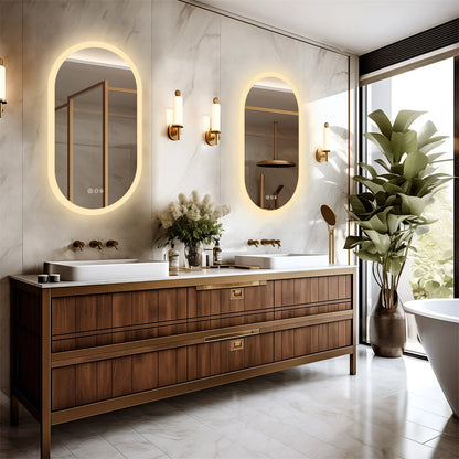 LUVODI Waterproof Illuminate Bathroom Light Vanity Mirror Frameless Touch Screen Backlit Demist Wash Basin Mirror