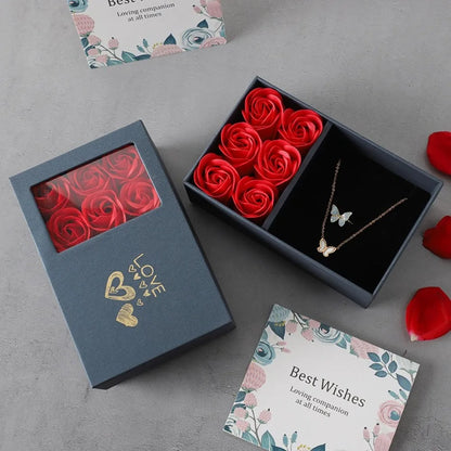 Valentine's Day Eternal Roses Gift Box Window Opening Six Rose Jewelry Gift Packaging Box Birthday Gifts Eternal Flower Ring Box