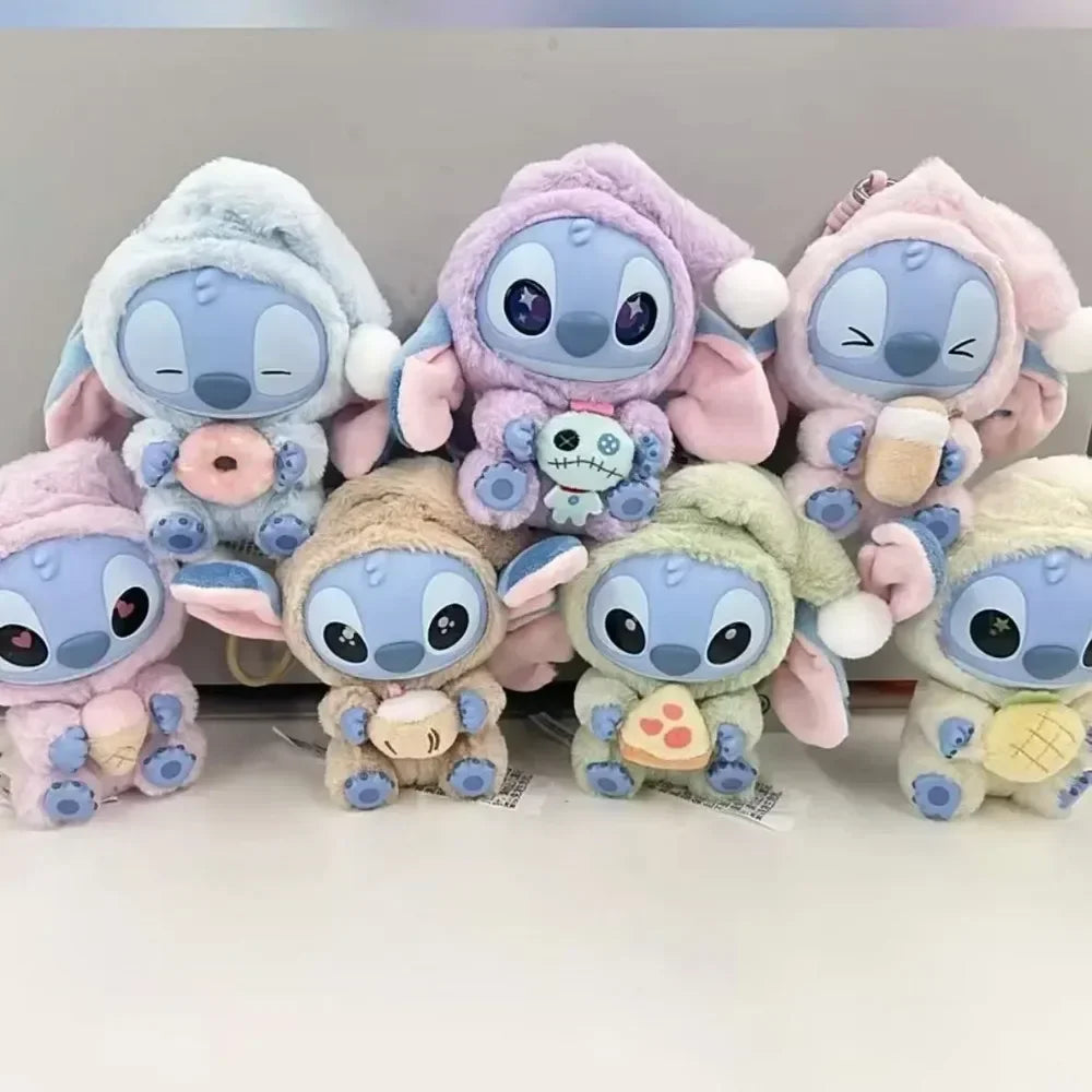 HEISSER Sale!! Stitch Blind Box Bag „Eat Some Thing Before Sleep“-Serie Vinyl-Anhänger, süße Puppe, Überraschungsbox, flauschige Puppe, Geschenk
