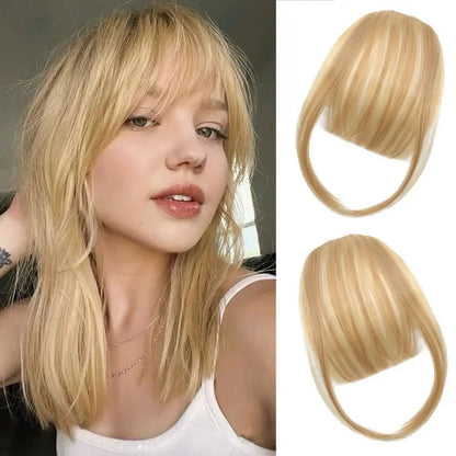 Women Clip-in Bangs Natural Wispy Forehead Hair Extensions Faux French Bangs Girls Straight Air Bangs Fringe Wig Hairpieces