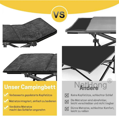 Cot Heavy-Duty Portable Camping Folding Sleeping Bed With Mattress