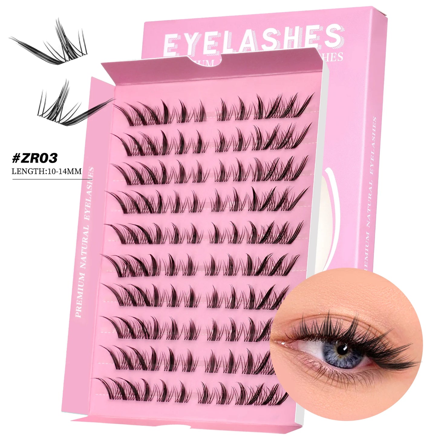 GROINNEYA Cluster Eyelashes Cat Eye Lashes Natural long Lashes Individual Lashes Mixed Tray Eyelash Extension Diy Lashes