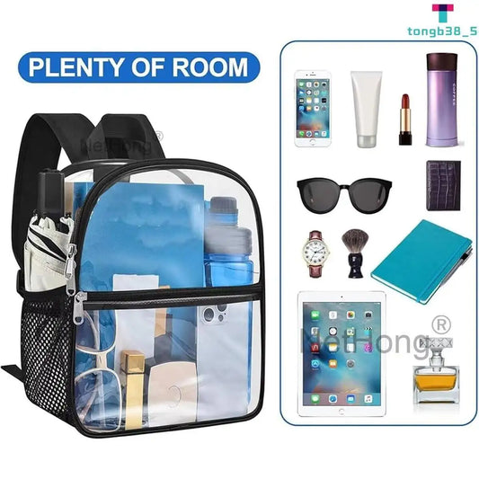 Large Clear Transparent Backpack Waterproof Travel School Bag Work Rucksack Gift