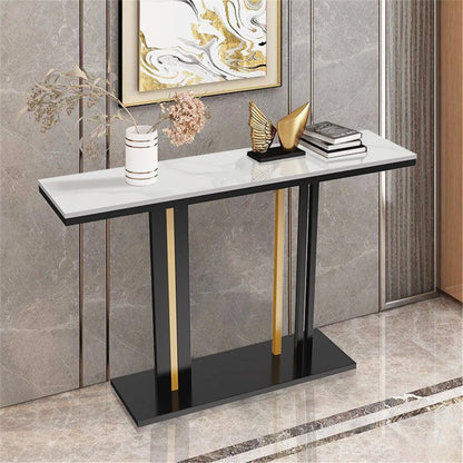 Delicate Texture Marble Console Table Living Room Bedroom Narrow Long Sofa Table Hall Display Stand Black Gold