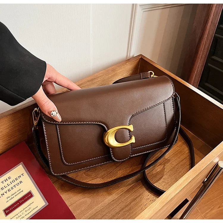 New Women's High-End Pure Color Simple Square Bag Multi-Layer Commuting Single Shoulder Bag Neutral Minimalist Style