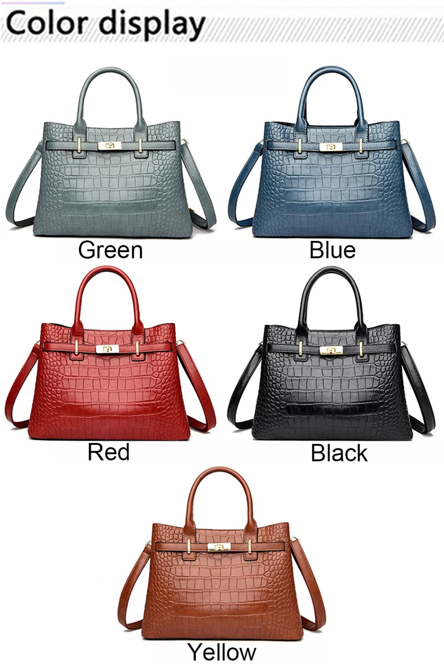 Famous Brand Ladies HandBags High Quality Crocodile Stripe Three Main Bags Designer Crossbody Shoulder Bag For Womens Tote Bag