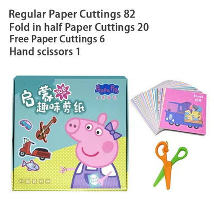 108pcs Peppa Pig Funny Paper Cuttings Origami Handmade Children's Colored Paper Kinder garten Learn Cartoon Baby Puzzle Toy Gift