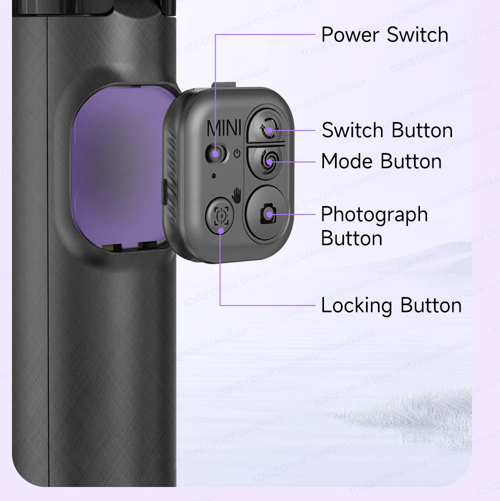 C22 AI Face Tracking Handheld Gimbal Stabiliser 360° Rotation Shoot Selfie Stick Tripod for Mobile Phone, 1/4'' Screw for Camera