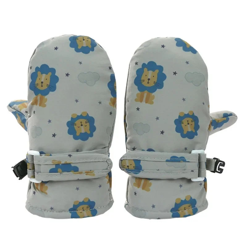 Kids Winter Ski Gloves - Waterproof Cartoon Mittens for Boys & Girls Age 4-6